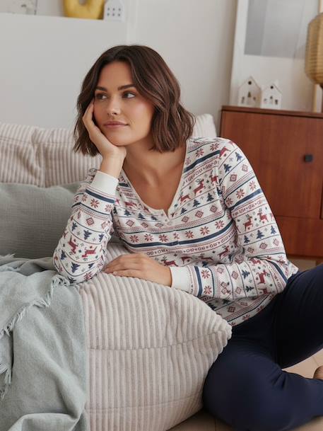Pyjama 2 pièces femme famille Noël bleu nuit 1 - vertbaudet enfant 