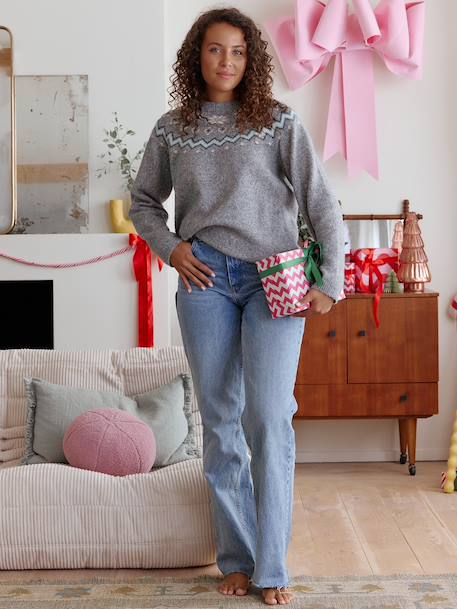 Pull mixte adulte noël capsule famille gris chiné 5 - vertbaudet enfant 