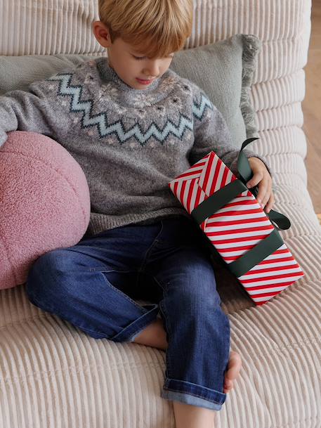 Pull mixte jacquard noël capsule famille gris chiné 1 - vertbaudet enfant 