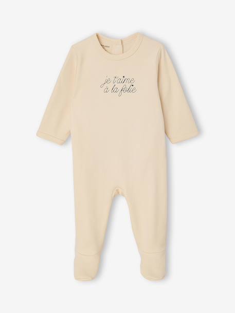 Lot 3 pyjamas bébé en coton bio beige+écru+vert sauge 2 - vertbaudet enfant 