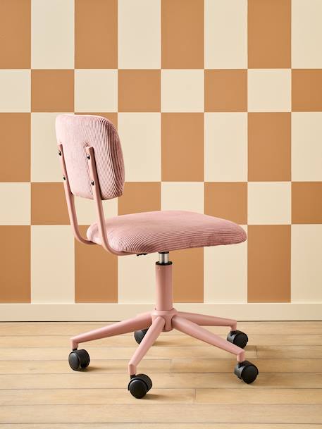 Chaise de bureau à roulettes enfant en velours écru+rose+vert 10 - vertbaudet enfant 