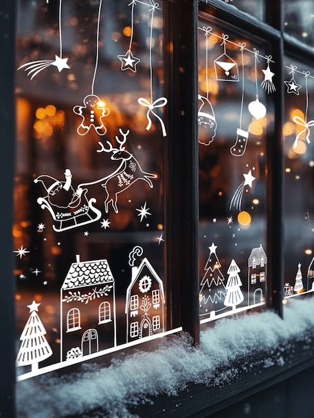 Vitrophanie Village de Noël blanc 1 - vertbaudet enfant 