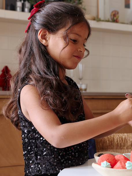 Combinaison fille bi-matière sequins et velours noir 8 - vertbaudet enfant 