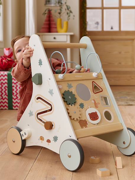 Chariot de marche avec freins en bois FSC® Cherry+Green Forest+Tanzanie 9 - vertbaudet enfant 