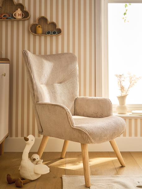 Fauteuil d'allaitement fixe en velours côtelé moka 1 - vertbaudet enfant 