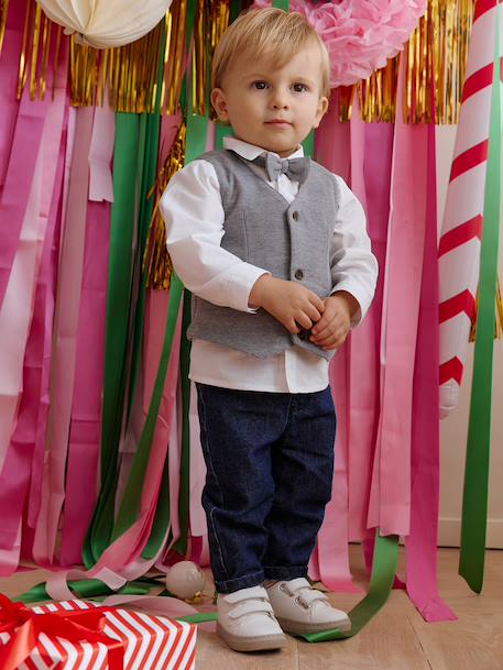 Ensemble bébé garçon chemise noeud pap gilet blanc 11 - vertbaudet enfant 