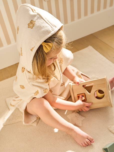 Poncho de bain bébé personnalisable PETIT OURS, avec coton recyclé blanc imprimé 3 - vertbaudet enfant 