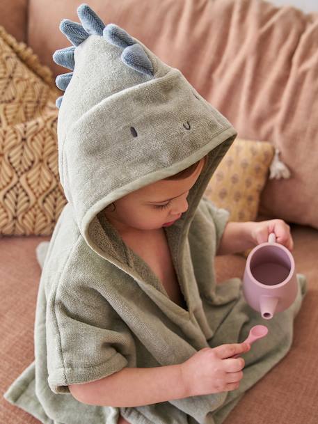 Poncho de bain bébé avec coton recyclé personnalisable Animal beige+ocre+olive+rose pâle 18 - vertbaudet enfant 