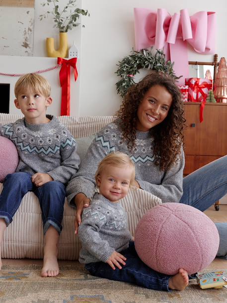 Pull mixte adulte noël capsule famille gris chiné 2 - vertbaudet enfant 