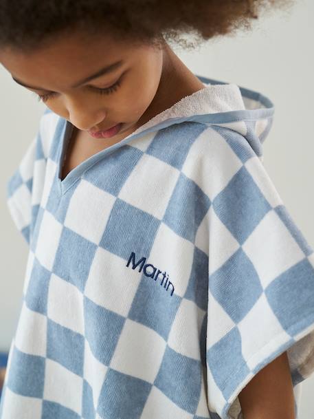 Poncho de bain / plage enfant personnalisable, avec coton recyclé carreaux bleu+lilas+menthe 2 - vertbaudet enfant 