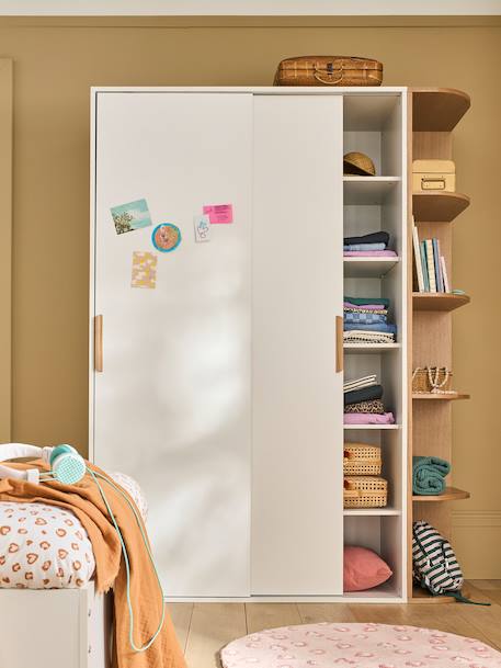 Armoire 2 portes coulissantes + bibliothèque JAPI blanc 2 - vertbaudet enfant 