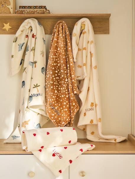 Plaid imprimé polaire personnalisable blanc imprimé+marron imprimé+multicolore 2 - vertbaudet enfant 