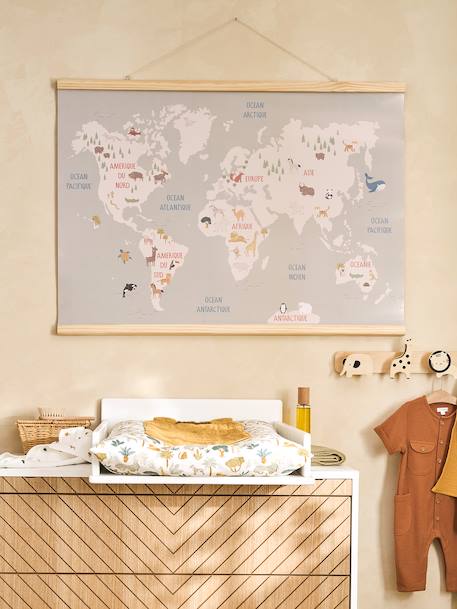 Carte mappemonde animaux murale bois 2 - vertbaudet enfant 