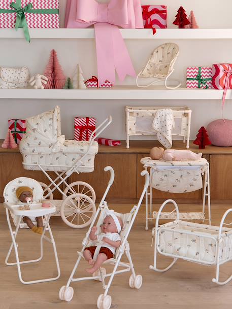 Chaise haute pour poupon RETRO FLOWER écru 2 - vertbaudet enfant 