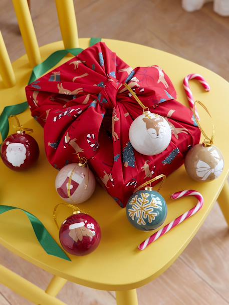 Lot 6 boules de Noël en 3 D rouge 1 - vertbaudet enfant 