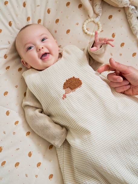 Gigoteuse en gaze de coton HÉRISSON rayé beige 1 - vertbaudet enfant 