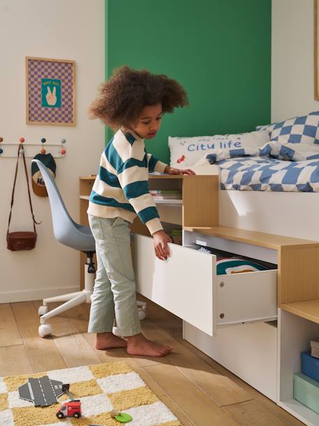 Lit enfant 90x190cm combiné avec bureau et rangement TEEN blanc 5 - vertbaudet enfant 
