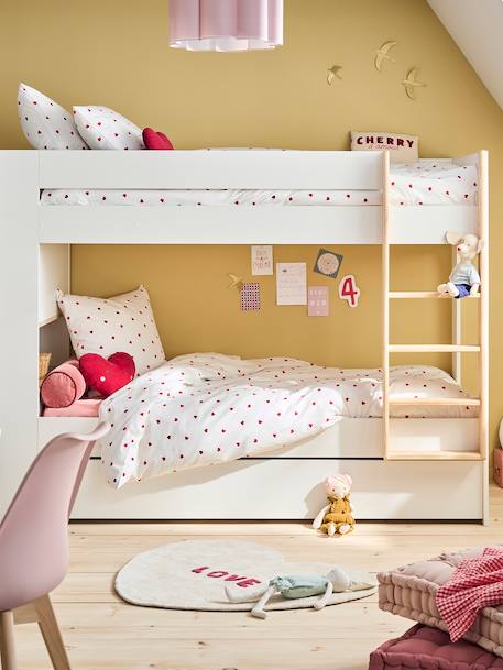 Parure housse de couette enfant et taie d'oreiller COEURS blanc imprimé 2 - vertbaudet enfant 