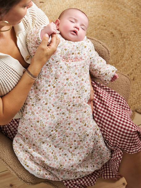 Gigoteuse manches amovibles personnalisable FLORA blanc imprimé 1 - vertbaudet enfant 