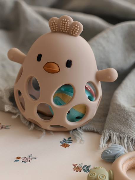 Hochet poussin en silicone écru 1 - vertbaudet enfant 