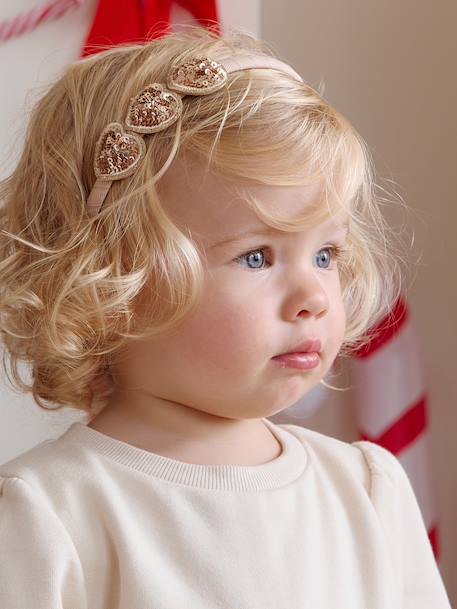 Serre-tête coeurs à sequins fille argent+or 6 - vertbaudet enfant 