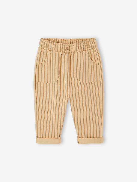 Pantalon bébé molleton imprimé cappuccino+vert émeraude+vert sauge 1 - vertbaudet enfant 