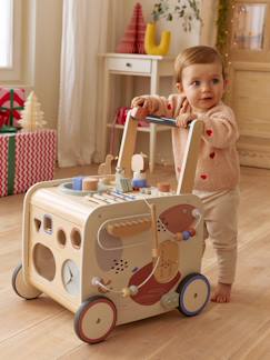 Jouet-Premier âge-Bascules, chariots de marche, trotteurs et porteurs-Chariot de marche musical en bois FSC® avec freins