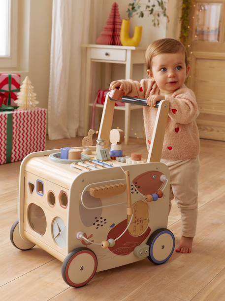 Chariot de marche musical en bois FSC® avec freins bois 1 - vertbaudet enfant 