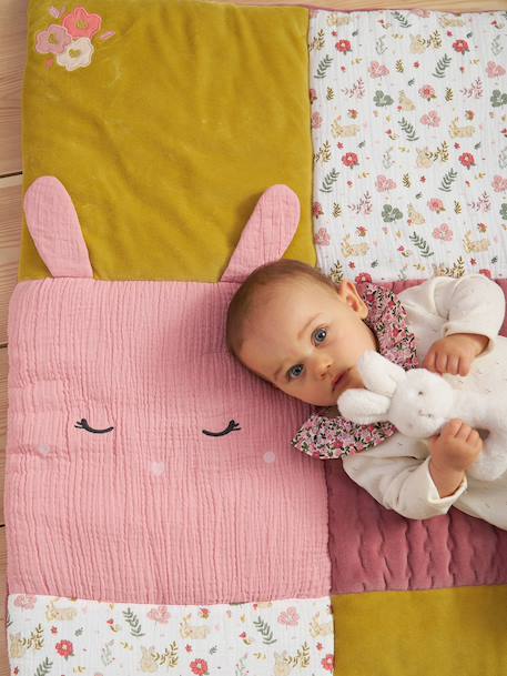 Tapis de sol / fond de parc patchwork LAPIN ENCHANTÉ vieux rose 4 - vertbaudet enfant 
