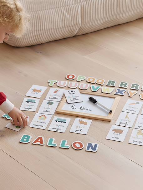 Ardoise d'apprentissage des lettres en bois FSC® blanc 1 - vertbaudet enfant 