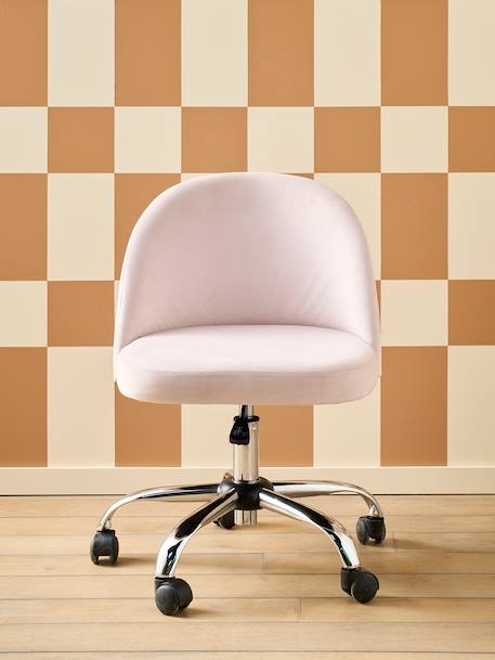 Chaise de bureau à roulettes enfant en velours bleu+rose poudré 10 - vertbaudet enfant 
