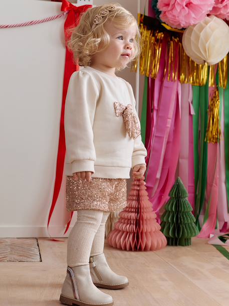 Ensemble bébé fille noël sweat short à sequins or 1 - vertbaudet enfant 