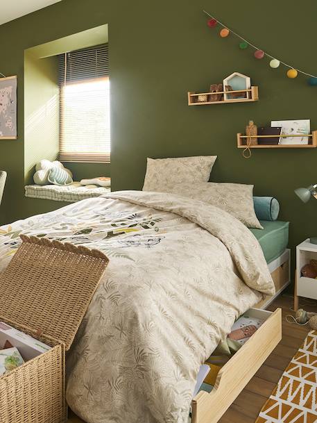 Lit plateforme enfant avec tiroirs SCHOOL BLANC / BOIS 2 - vertbaudet enfant 