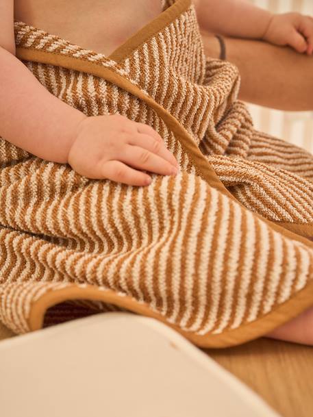 Cape de bain et gant de toilette PETIT OURS, avec coton recylé rayé beige 4 - vertbaudet enfant 