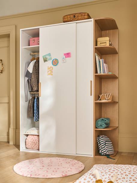 Armoire 2 portes coulissantes + bibliothèque JAPI blanc 1 - vertbaudet enfant 