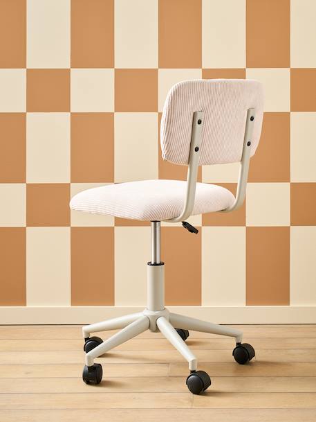 Chaise de bureau à roulettes enfant en velours écru+rose+vert 4 - vertbaudet enfant 
