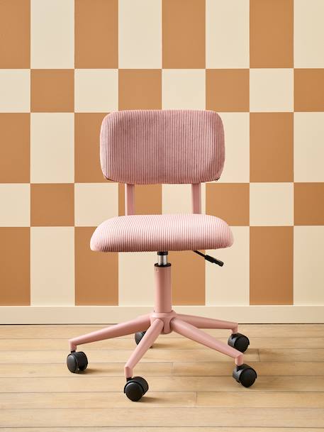 Chaise de bureau à roulettes enfant en velours écru+rose+vert 8 - vertbaudet enfant 