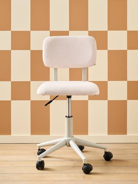Chaise de bureau à roulettes enfant en velours écru+rose+vert 2 - vertbaudet enfant 