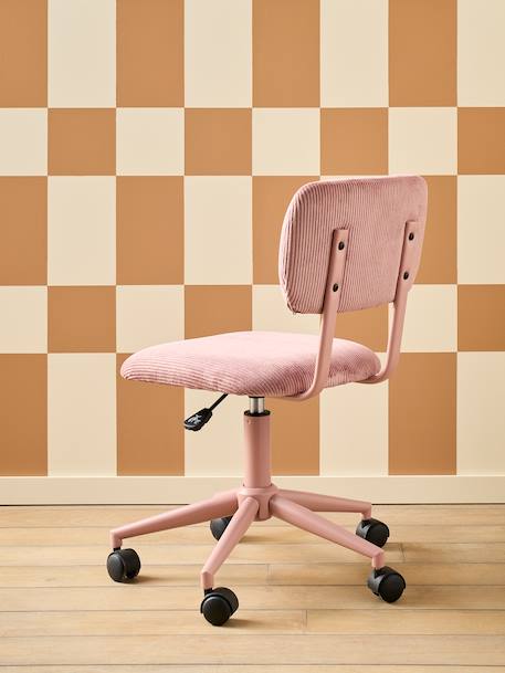 Chaise de bureau à roulettes enfant en velours écru+rose+vert 9 - vertbaudet enfant 