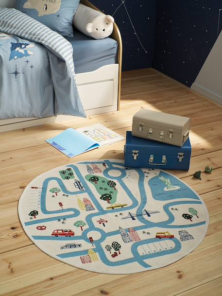 Tapis circuit rond Varsity écru 1 - vertbaudet enfant 