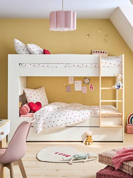 Lit superposé enfant 90x190cm avec tiroirs et bibliothèque IDAHO blanc 1 - vertbaudet enfant 