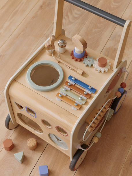 Chariot de marche musical en bois FSC® avec freins bois 2 - vertbaudet enfant 