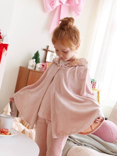 Ensemble Pyjama Fille Cape Sequins rose poudré 2 - vertbaudet enfant 