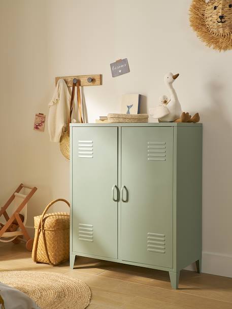Armoire basse en métal, 2 portes vert 2 - vertbaudet enfant 
