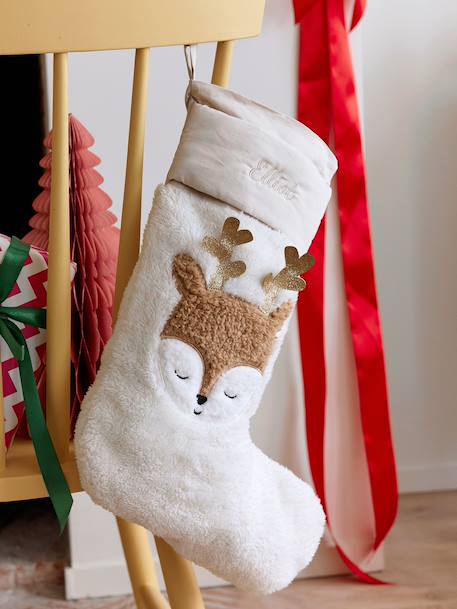 Chaussette Noël renne beige doré 1 - vertbaudet enfant 