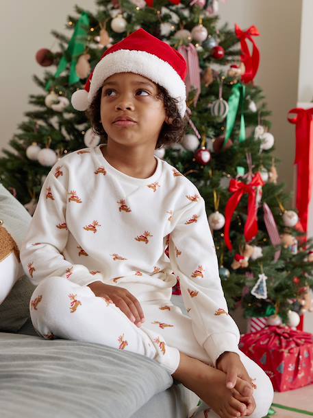 Ensemble enfant noël pyjama mixte bonnet capsule fratrie écru 10 - vertbaudet enfant 