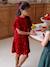 Robe fille en velours et sequins rouge 1 - vertbaudet enfant 