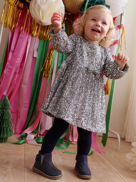 Robe bébé fille à sequins noël argent+or 2 - vertbaudet enfant 