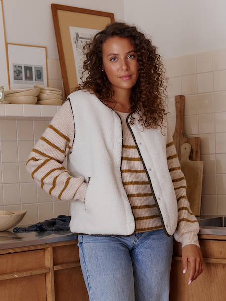 Gilet femme sans manches réversible capsule famille écru 1 - vertbaudet enfant 