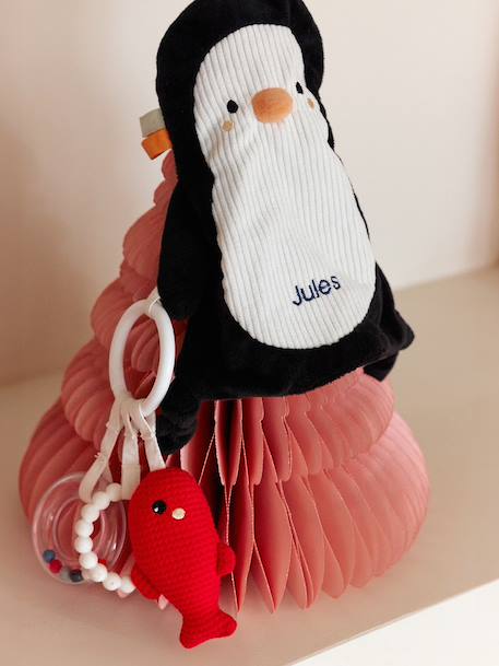 Doudou plat pingouin personnalisable et hochet BANQUISE blanc 1 - vertbaudet enfant 